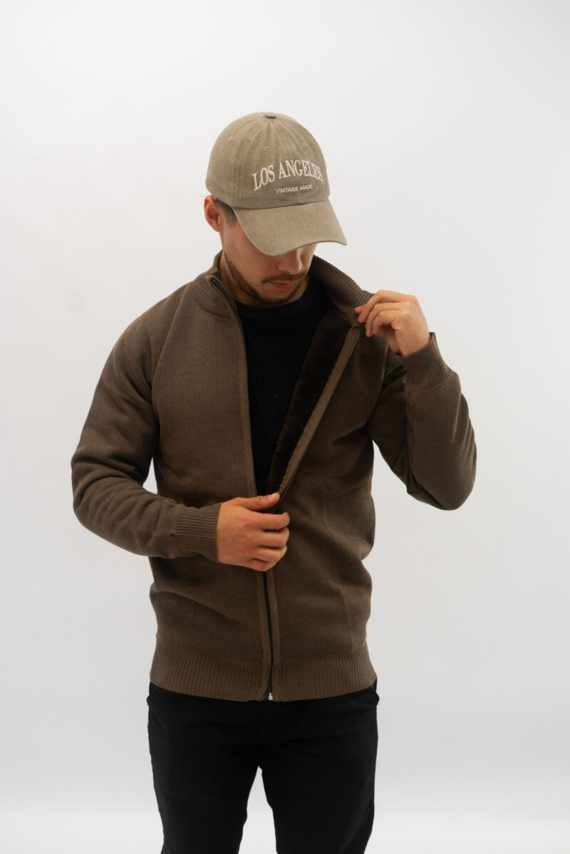 CAMPERA DE LANA CON PLUSH INTERIOR MARRON